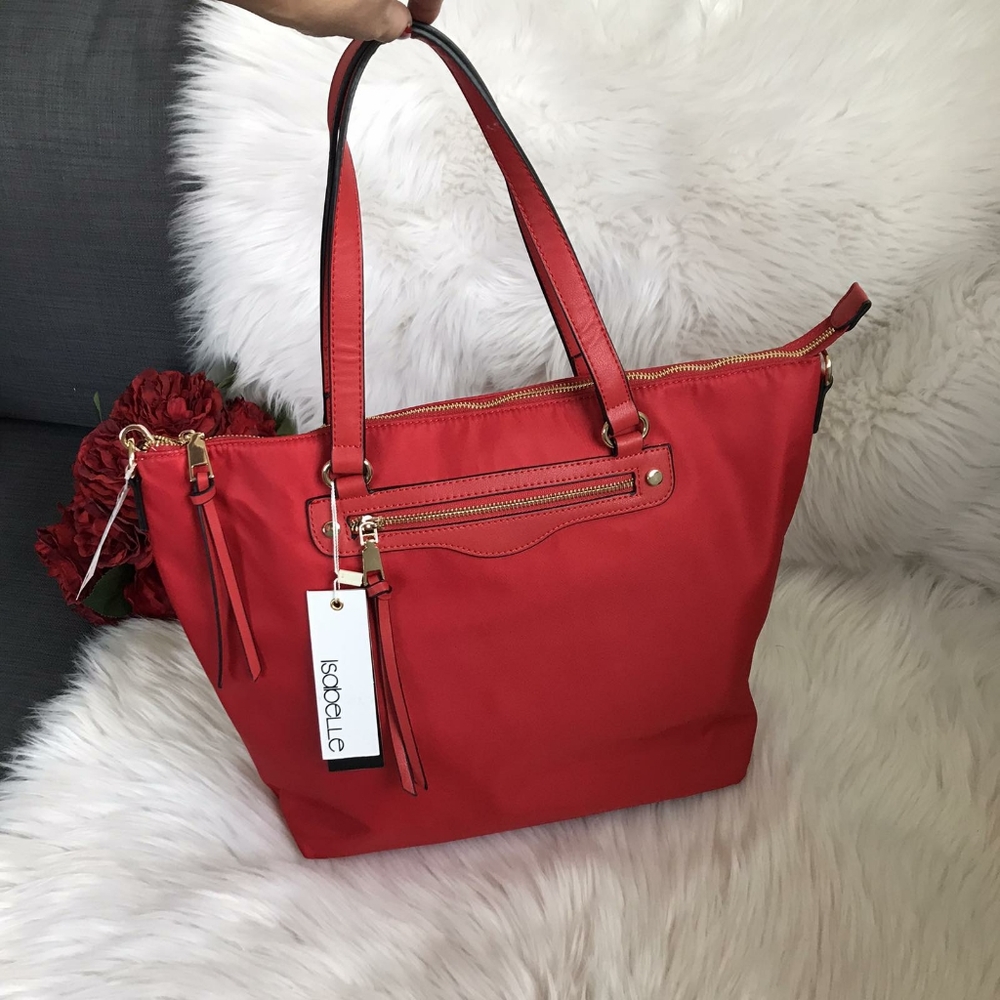 NWT ISABELLE VEGAN RED TOTE SATCHEL - Picture 5 of 5